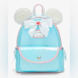 Disney Loungefly Minnie Mouse Debossed Cosplay Bows & Ruffles Mini Backpack. NWT